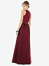 Rear View Thumbnail - Cabernet & Burgundy Sleeveless Keyhole Back Satin Maxi Dress