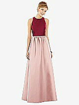 Front View Thumbnail - Rose & Burgundy Sleeveless Keyhole Back Satin Maxi Dress