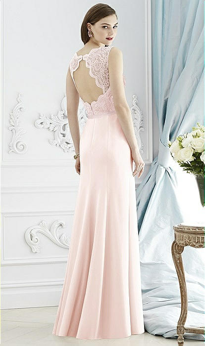 Lace Bodice Open-back Trumpet Bridesmaid Dress With Bow Belt In