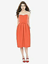 Front View Thumbnail - Fiesta Midi Natural Waist Strapless Dress