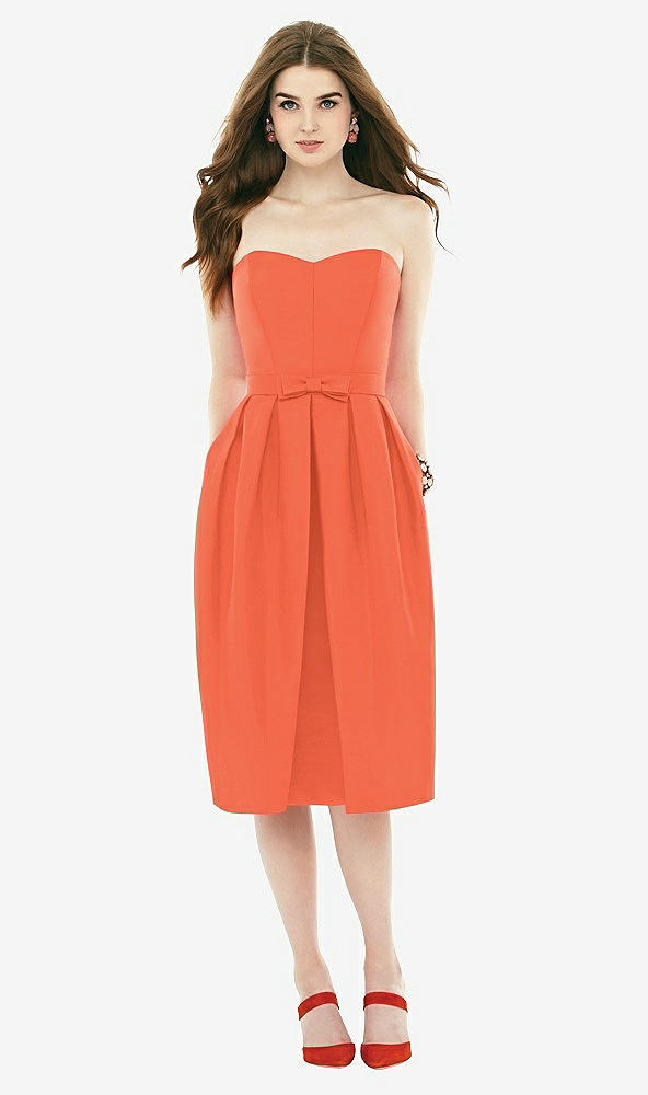 Front View - Fiesta Midi Natural Waist Strapless Dress