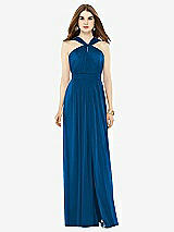 Front View Thumbnail - Cerulean Maxi Chiffon Knit Halter Neck Dress