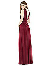 Rear View Thumbnail - Burgundy Maxi Chiffon Knit Halter Neck Dress