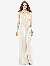 Front View Thumbnail - Ivory Maxi Chiffon Knit Halter Neck Dress