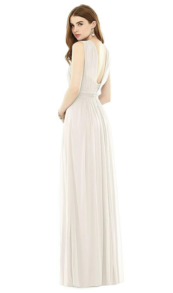 Back View - Ivory Maxi Chiffon Knit Halter Neck Dress