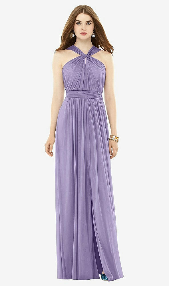 Front View - Passion Maxi Chiffon Knit Halter Neck Dress