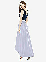 Rear View Thumbnail - Silver Dove & Midnight Navy Sleeveless Pleated Skirt High Low Dress with Pockets