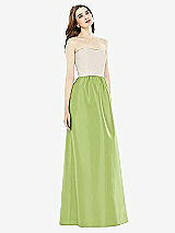 Front View Thumbnail - Mojito & Ivory Full Length Strapless Satin Twill dress with Pockets