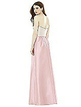 Rear View Thumbnail - Ballet Pink & Ivory Full Length Strapless Satin Twill dress with Pockets