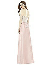 Rear View Thumbnail - Blush & Ivory Full Length Strapless Satin Twill dress with Pockets