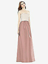 Front View Thumbnail - Neu Nude & Ivory Full Length Strapless Satin Twill dress with Pockets