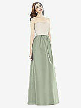Front View Thumbnail - Sage & Ivory Full Length Strapless Satin Twill dress with Pockets