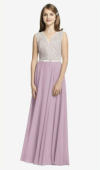 Dessy Collection Junior Bridesmaid Jr532 In Suede Rose Oyster