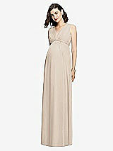 Front View Thumbnail - Nude Gray  Sleeveless Shirred Skirt Maternity Dress