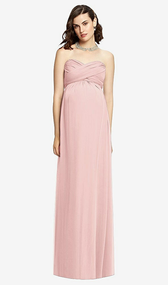 Front View - Rose Draped Bodice Strapless Maternity Dress