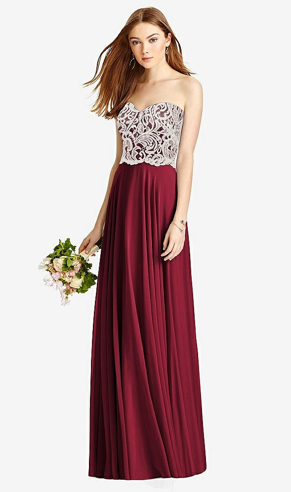 Front View - Burgundy & Oyster Studio Design Bridesmaid Dress 4504