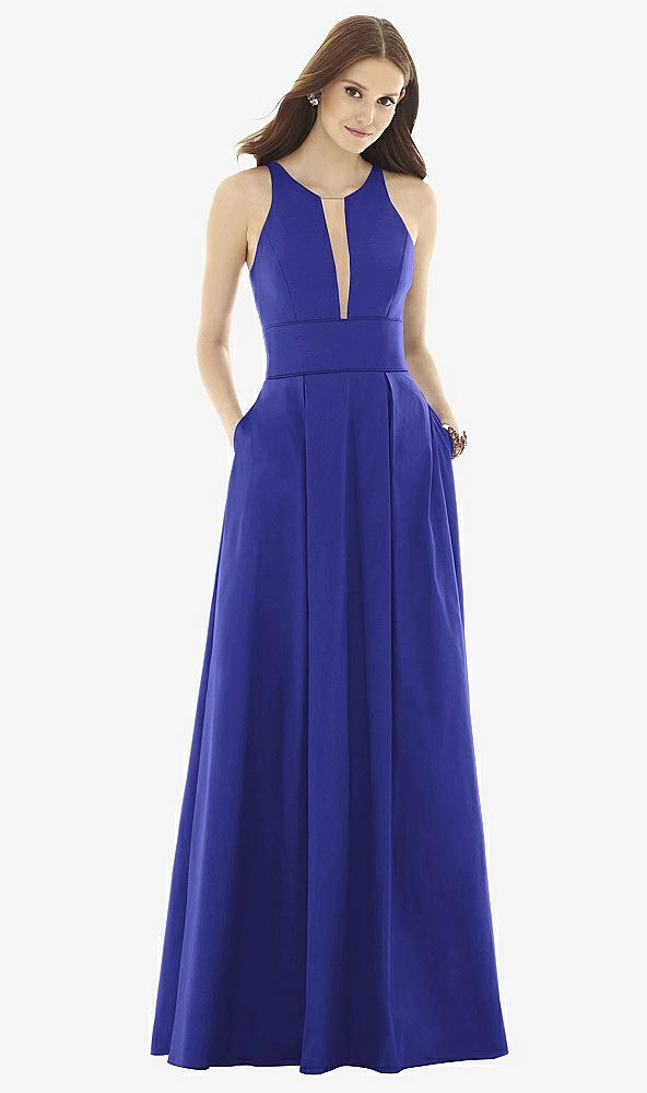 Front View - Electric Blue & Light Nude Alfred Sung Style D732