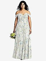 Front View Thumbnail - Bleu Garden Off-the-Shoulder Draped Chiffon Maxi Dress