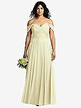 Front View Thumbnail - Butter Yellow Off-the-Shoulder Draped Chiffon Maxi Dress