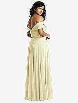 Rear View Thumbnail - Butter Yellow Off-the-Shoulder Draped Chiffon Maxi Dress
