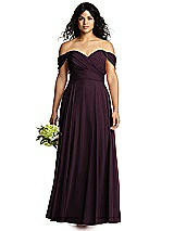 Alt View 1 Thumbnail - Deep Plum Off-the-Shoulder Draped Chiffon Maxi Dress
