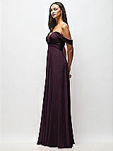 Alt View 4 Thumbnail - Deep Plum Off-the-Shoulder Draped Chiffon Maxi Dress