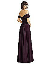 Rear View Thumbnail - Deep Plum Off-the-Shoulder Draped Chiffon Maxi Dress