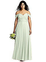 Alt View 1 Thumbnail - Mint Green Off-the-Shoulder Draped Chiffon Maxi Dress