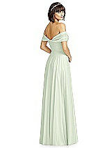 Rear View Thumbnail - Mint Green Off-the-Shoulder Draped Chiffon Maxi Dress