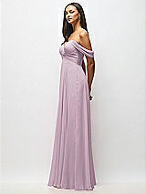 Alt View 4 Thumbnail - Suede Rose Off-the-Shoulder Draped Chiffon Maxi Dress