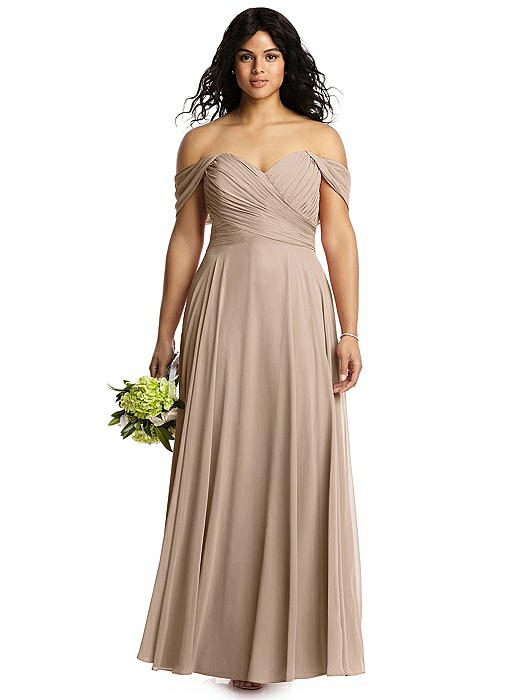 Off-the-Shoulder Draped Chiffon Maxi Dress