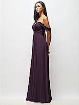 Alt View 4 Thumbnail - Aubergine Off-the-Shoulder Draped Chiffon Maxi Dress