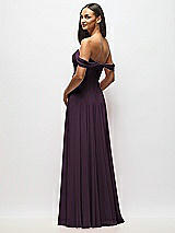 Alt View 5 Thumbnail - Aubergine Off-the-Shoulder Draped Chiffon Maxi Dress