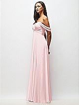 Alt View 4 Thumbnail - Ballet Pink Off-the-Shoulder Draped Chiffon Maxi Dress