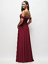 Alt View 5 Thumbnail - Burgundy Off-the-Shoulder Draped Chiffon Maxi Dress