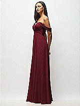 Alt View 4 Thumbnail - Cabernet Off-the-Shoulder Draped Chiffon Maxi Dress