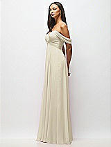 Alt View 4 Thumbnail - Champagne Off-the-Shoulder Draped Chiffon Maxi Dress