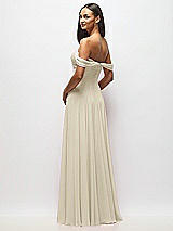 Alt View 5 Thumbnail - Champagne Off-the-Shoulder Draped Chiffon Maxi Dress