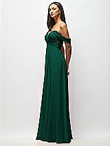 Alt View 4 Thumbnail - Hunter Green Off-the-Shoulder Draped Chiffon Maxi Dress