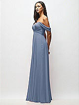 Alt View 4 Thumbnail - Larkspur Blue Off-the-Shoulder Draped Chiffon Maxi Dress