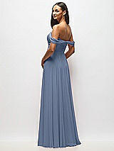 Alt View 5 Thumbnail - Larkspur Blue Off-the-Shoulder Draped Chiffon Maxi Dress