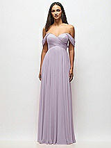 Alt View 3 Thumbnail - Lilac Haze Off-the-Shoulder Draped Chiffon Maxi Dress
