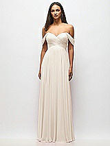Alt View 3 Thumbnail - Oat Off-the-Shoulder Draped Chiffon Maxi Dress