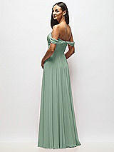 Alt View 5 Thumbnail - Seagrass Off-the-Shoulder Draped Chiffon Maxi Dress