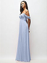 Alt View 4 Thumbnail - Sky Blue Off-the-Shoulder Draped Chiffon Maxi Dress