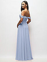 Alt View 5 Thumbnail - Sky Blue Off-the-Shoulder Draped Chiffon Maxi Dress