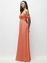 Alt View 4 Thumbnail - Terracotta Copper Off-the-Shoulder Draped Chiffon Maxi Dress