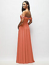 Alt View 5 Thumbnail - Terracotta Copper Off-the-Shoulder Draped Chiffon Maxi Dress