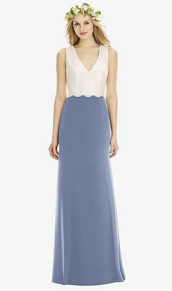 Front View - Larkspur Blue & Ivory Social Bridesmaids Style 8172