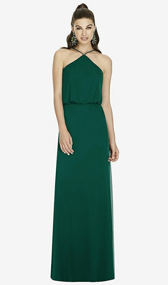 Front View - Hunter Green Alfred Sung Bridesmaid Dress D738